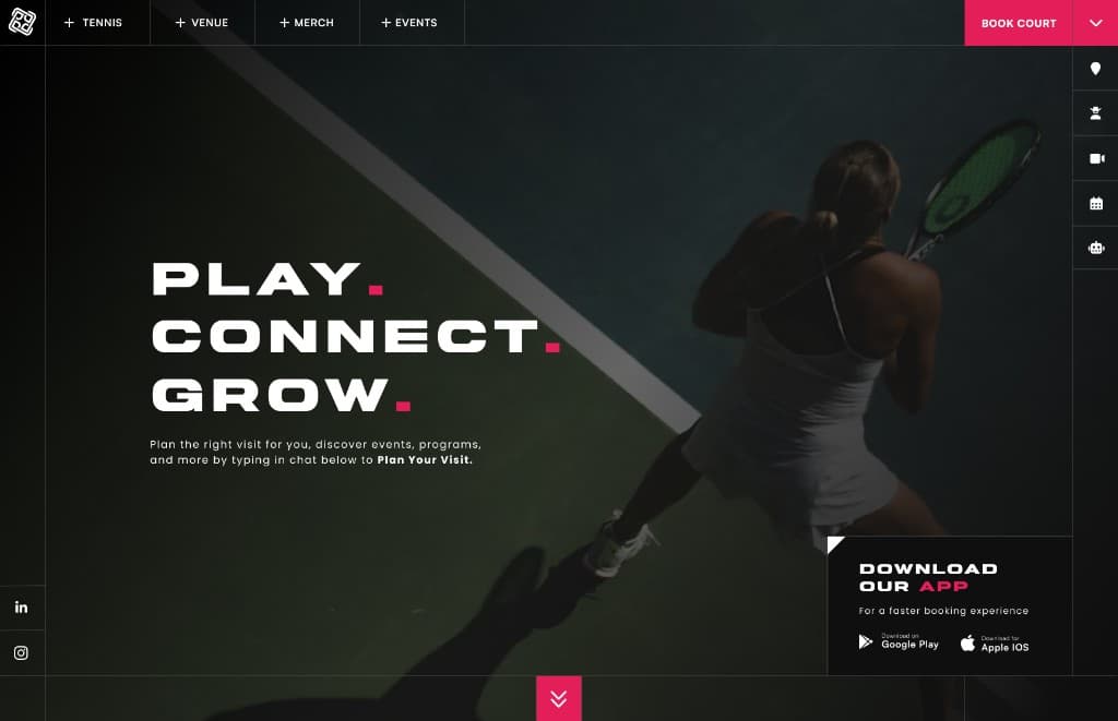 LiveCourt club website on PodPlay showing live schedules, court booking, and Desert Pickleball Club homepage