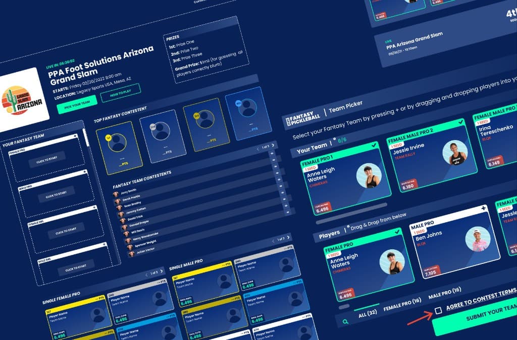 DUPR platform UI and UX design work by LimitBreak
